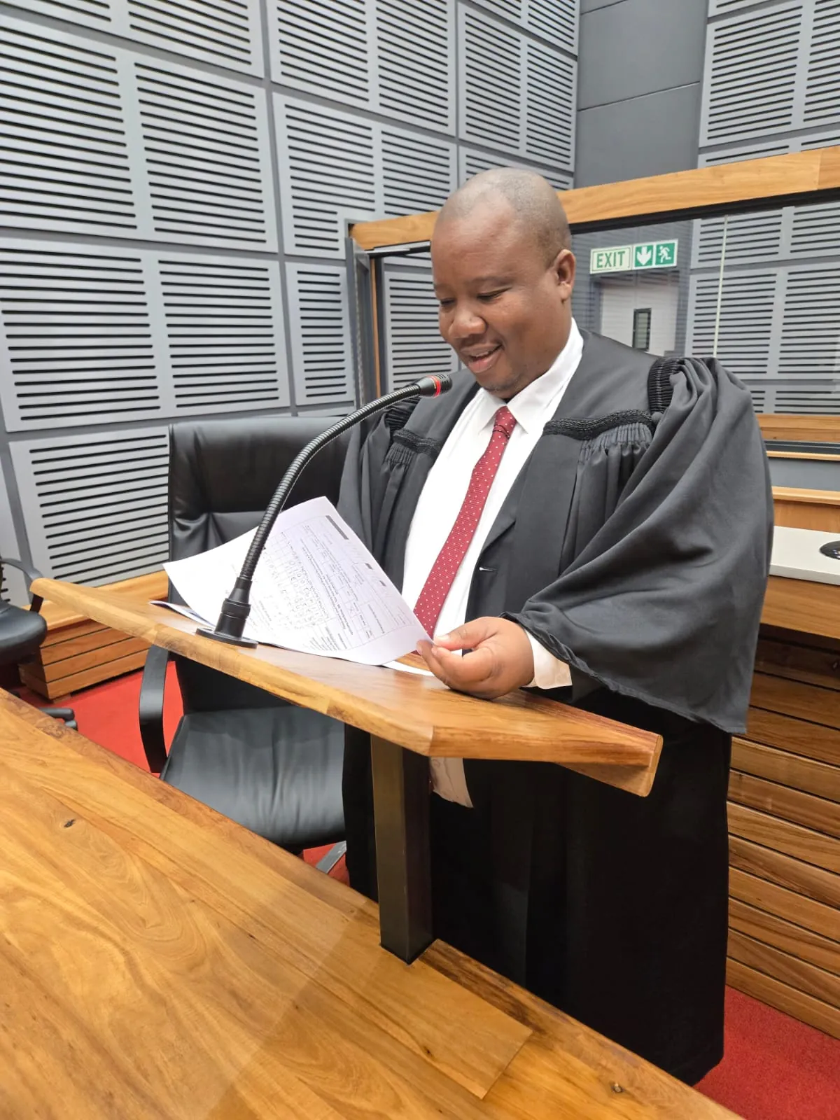 Washington Mahwelere Magampa, Founding Attorney, addressing a court